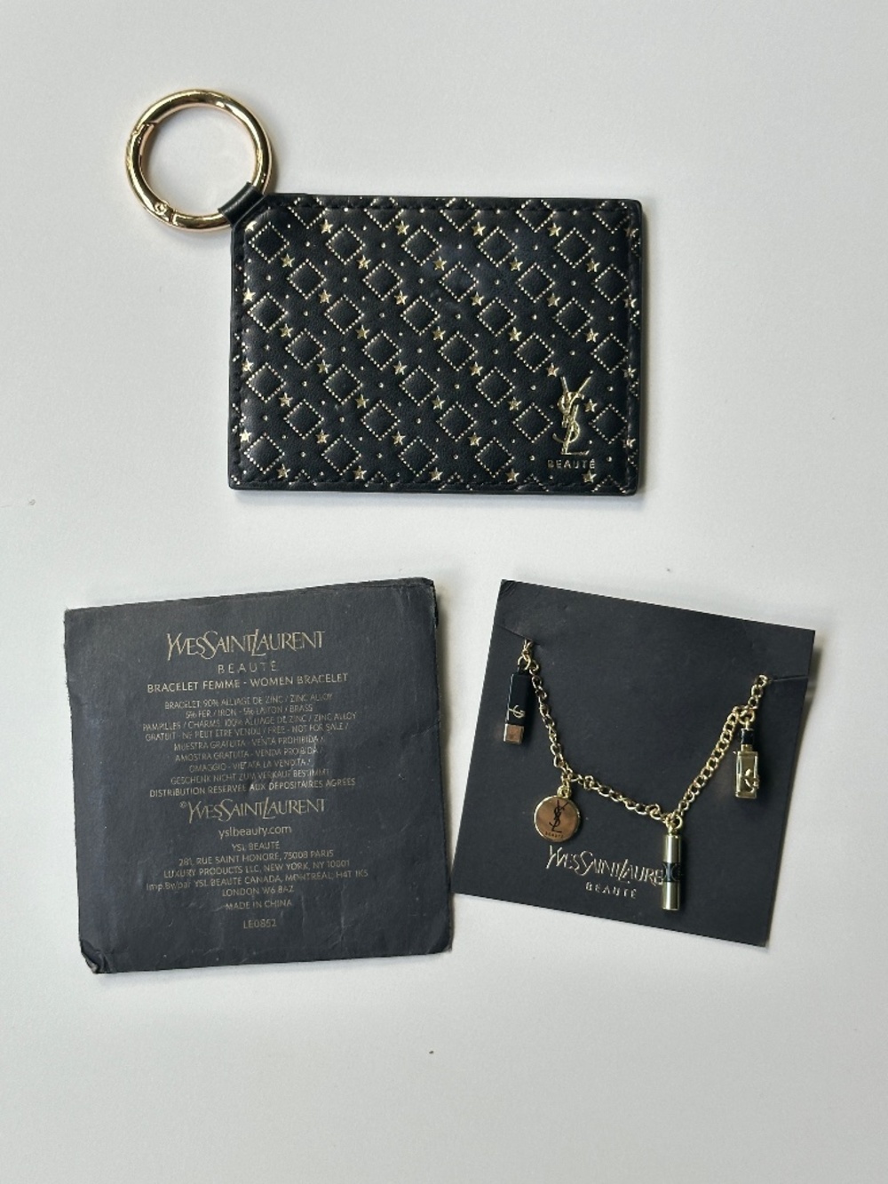 NWOT YSL Yves Saint Laurent Bracelet and Mirror with Keyring